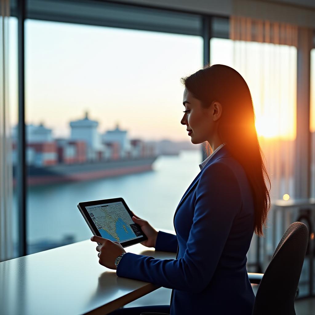 Logistics professional coordinating freight